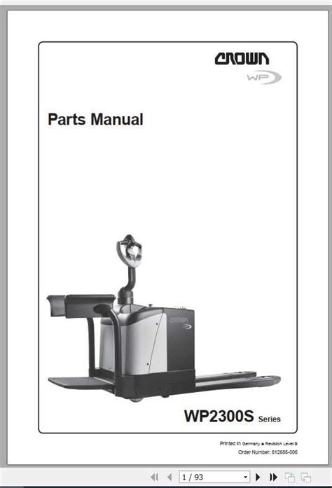 Crown Wp2300s Pallet Truck Service And Part Manuals