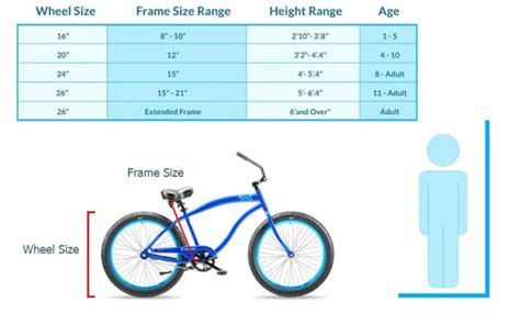 Cruiser Bike Size Chart
