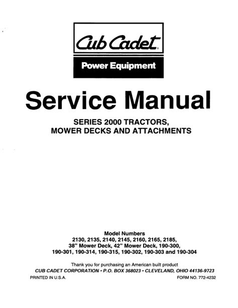 Cub Cadet 2140 Factory Service Repair Manual