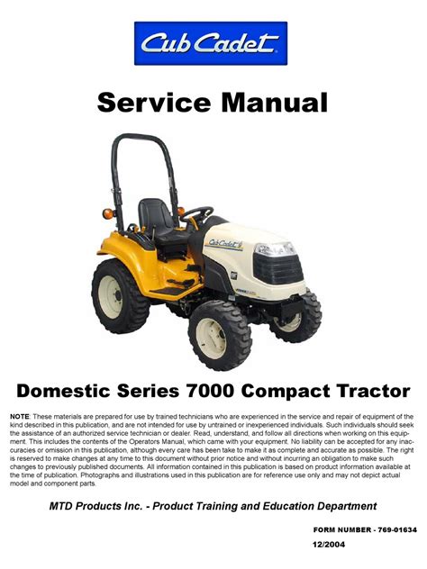 Cub Cadet Domestic Series 7000 Compact Tractor Complete Service Repair Workshop Pdf Manual Best Download