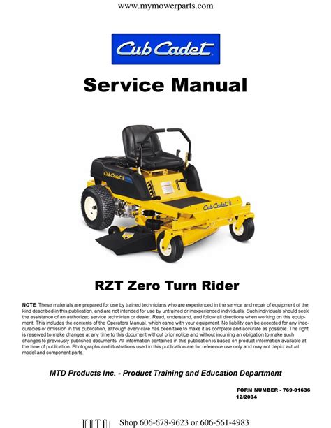 Cub Cadet Rzt 50 17ba5a7p710 Service Manual