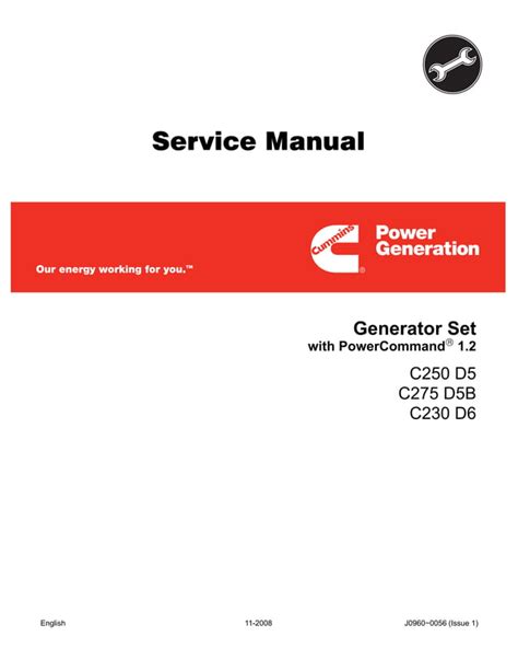 Cummins Onan C250 D5 C275 D5b C230 D6 Generator Set With Powercommand 1 2 Service Repair Manual Instant Download