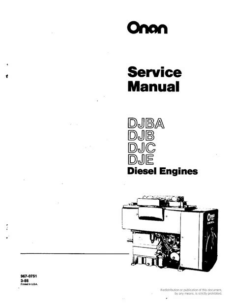 Cummins Onan Djba Djb Djc Dje Diesel Engine Service Repair Manual Instant Download