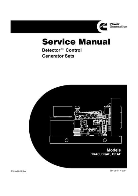 Cummins Onan Dkac Dkae Dkaf Generator Sets Detector Control Service Repair Manual Instant Download