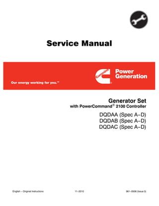 Cummins Onan Dqdaa Dqdab Dqdac Generator Set Power Command 2100 Controller Service Repair Manual Instant Download