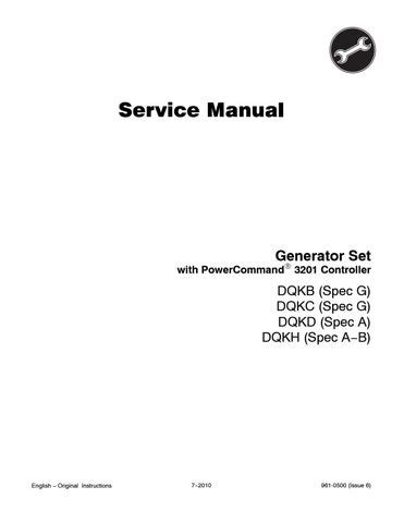 Cummins Onan Dqkb Dqkc Dqkd Dqkh Generator Set With Power Command 3201 Controller Service Repair Manual Instant Download