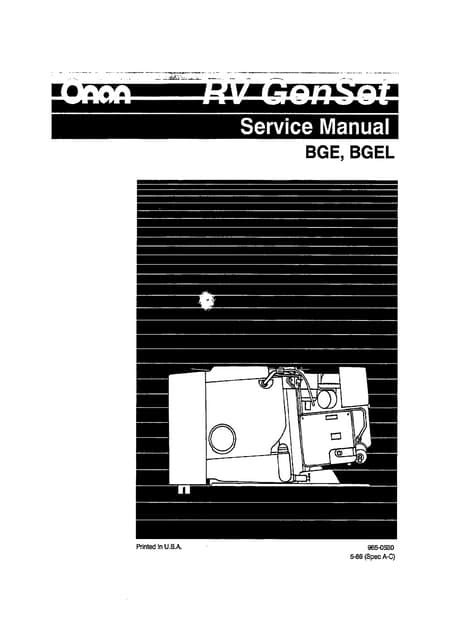 Cummins Onan Gsbb Home Standby Generator Set Service Repair Manual Instant Download