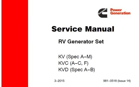 Cummins Onan Kv Kvc Kvd Generator Sets Service Repair Manual Instant Download