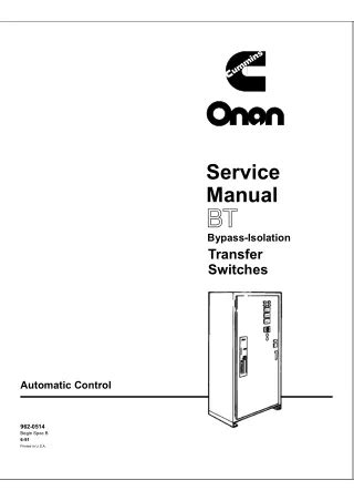 Cummins Onan Lt 26k Transfer Switch Service Repair Manual Instant Download