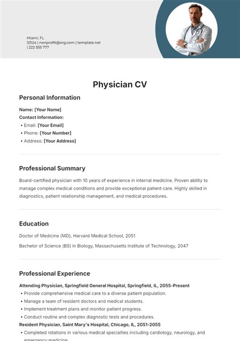 Curriculum Vitae Template For Physicians