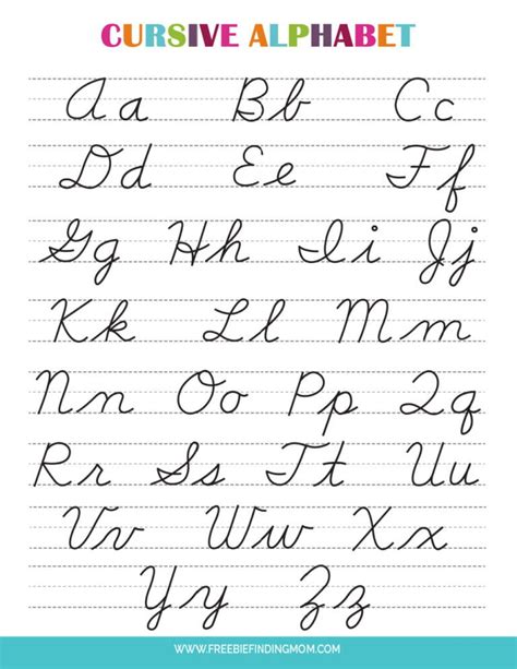 Cursive Writing Alphabet Printable