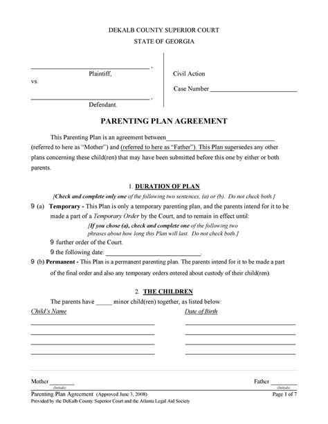 Custody Agreement Template
