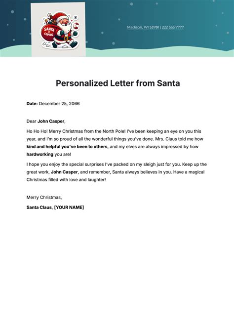 Custom Letter From Santa Template