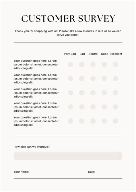 Customer Survey Questions Template