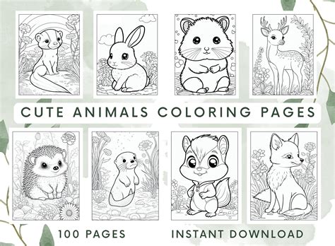 Cute Animals Printable Coloring Pages
