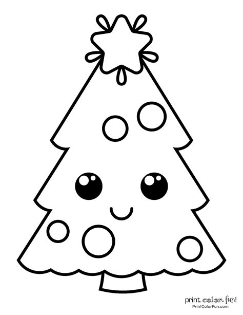 Cute Christmas Tree Coloring Pages Printable