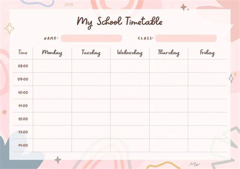 Cute Timetable Template