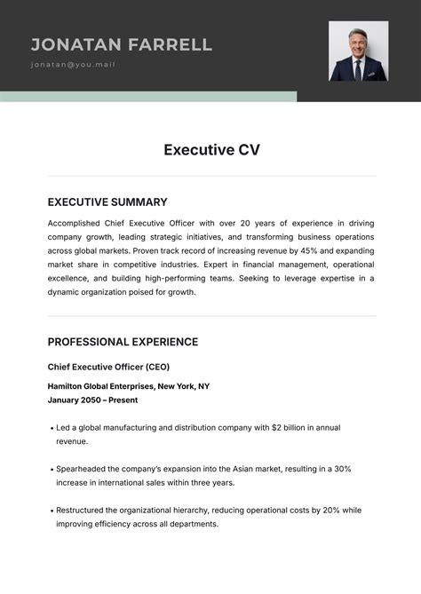 Cv Executive Template