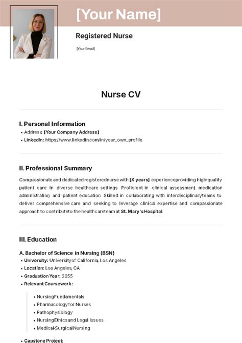 Cv Nurse Template
