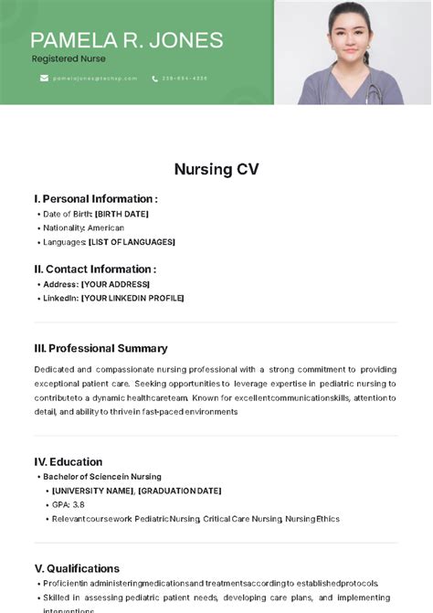 Cv Nursing Template