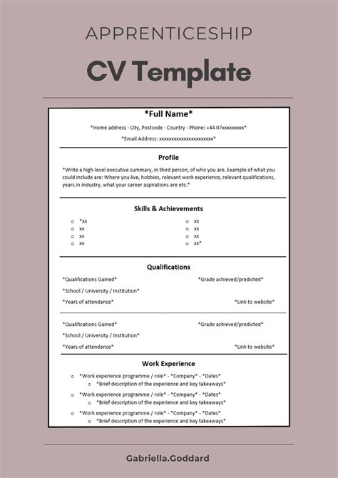 Cv Template Apprenticeship