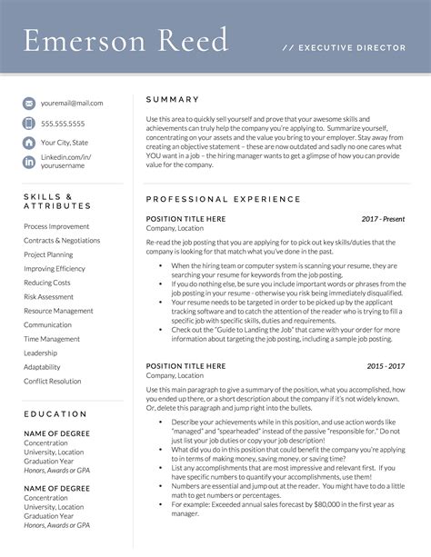 Cv Template For Executives