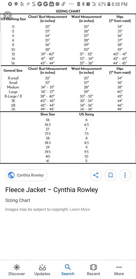 Cynthia Rowley Sizing Chart