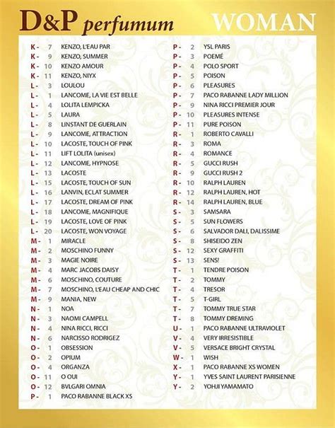 D P Perfumum Catalogue