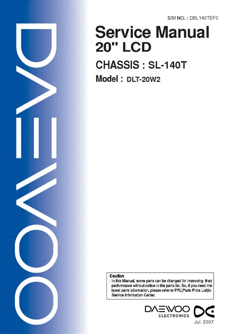 Daewoo Dlt 20w2 Lcd Tv Service Manual