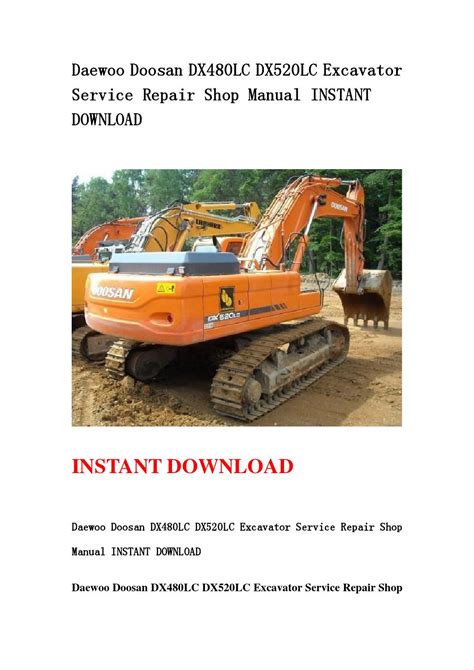 Daewoo Doosan Dx480lc Dx520lc Excavator Service Shop Repair Manual