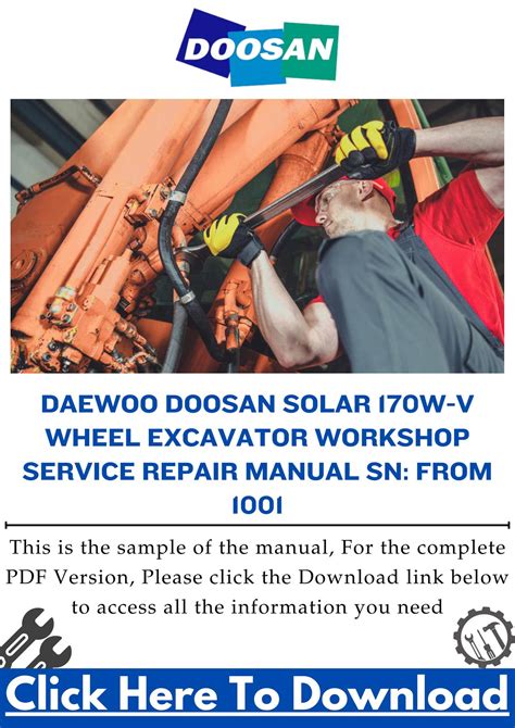 Daewoo Doosan Solar 170w V Wheel Excavator Service Manual