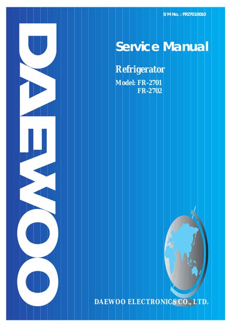 Daewoo Fr 2701 Fr 2702 Refrigerator Repair Manual