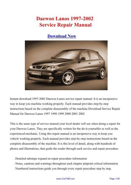 Daewoo Lanos 1997 Repair Service Manual