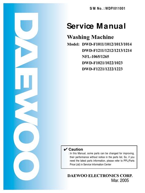 Daewoo Washing Machine Manual