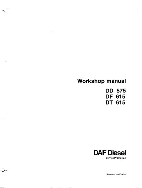 Daf Diesel Dd 575 Df 615 Dt 615 Workshop Service Manual