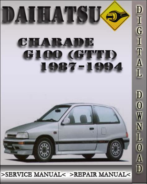 Daihatsu Charade G100 Gtti 1988 Factory Service Repair Manual