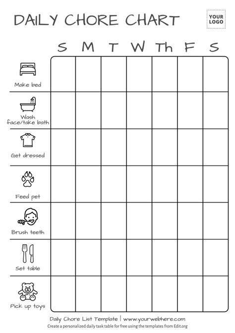 Daily Chore Chart Template