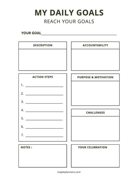 Daily Goals Template