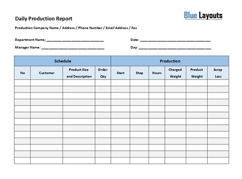 Daily Production Report Template