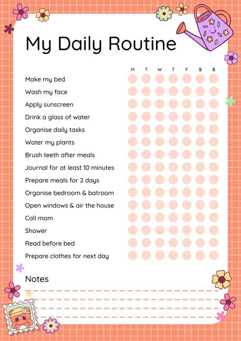 Daily Routine Checklist Template