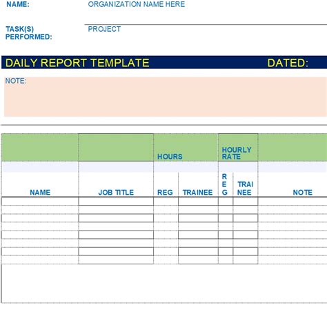 Daily Status Report Template Word