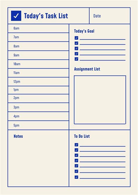 Daily Task Checklist Template