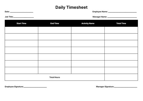 Daily Time Sheets Free Printable