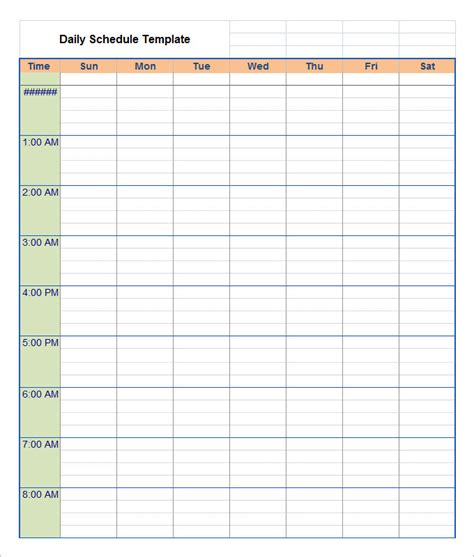 Daily Timetable Template Word