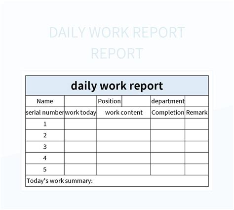 Daily Work Report Template