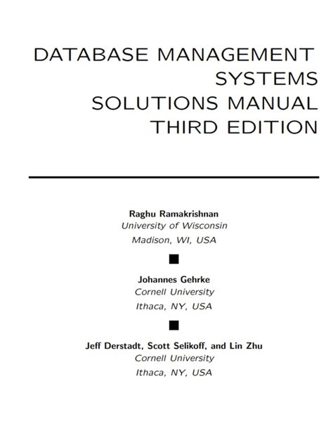 Database Management Systems Solutions Manual Third Edition