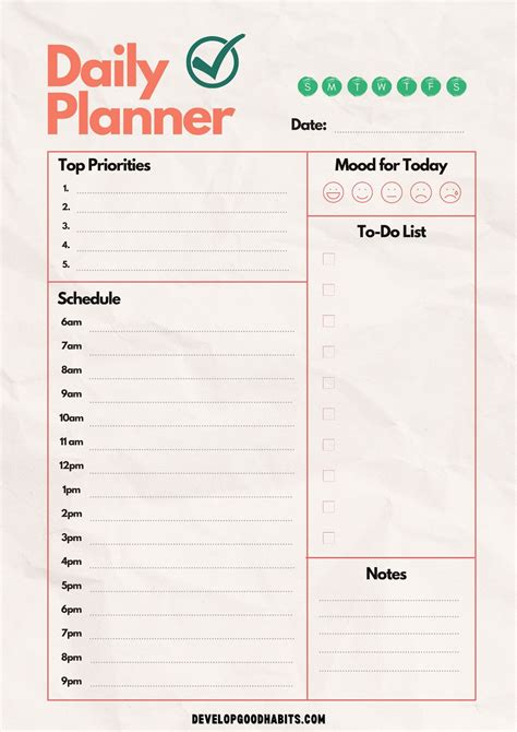 Day Planning Template