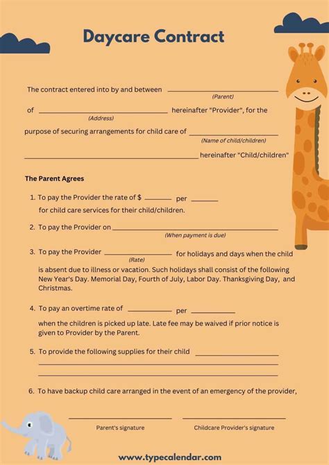 Daycare Contract Templates