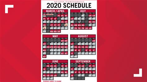 Dbacks Schedule Printable