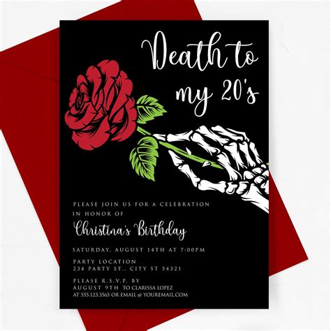 Death To My 20s Invitation Template Free